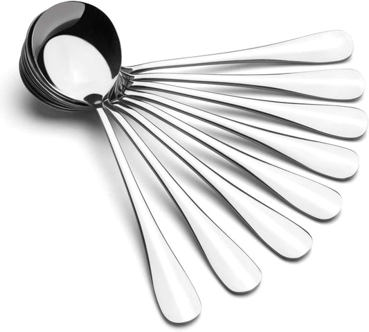 Soup Spoons, Wholesale Spoons Silverware, Round Stainless Steel Spoon Set of 8
