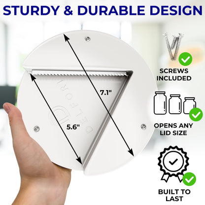 Under Cabinet Lid Jar Opener - for Weak Hands and Seniors with Arthritis - Heavy Duty, Allows to Easily Unscrew Any-Size Lid - Effortless Bottle & Can Opener for your Kitchen