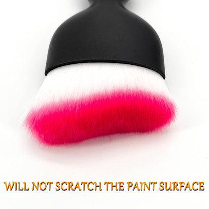 tobenbone Car Interior Detailing Brush, Ultra Soft Non-Scratch Dust Brush, Car Interior Cleaning Tool for Cleaning Panels, Air Vent, Leather (White & Pink)