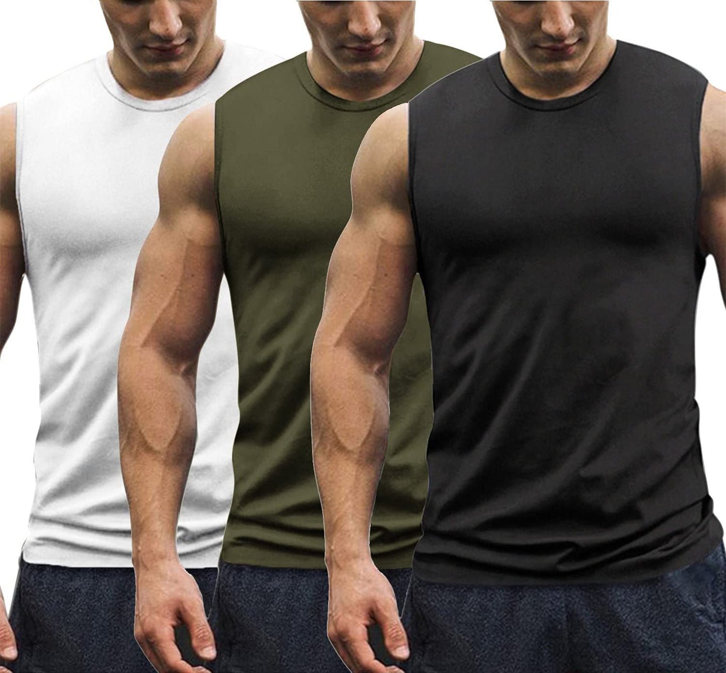 COOFANDY Men's 3 Pack Workout Tank Top Quick Dry Gym Muscle Tee Training Bodybuilding Fitness Sleeveless Shirts