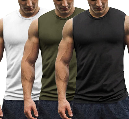 COOFANDY Men's 3 Pack Workout Tank Top Quick Dry Gym Muscle Tee Training Bodybuilding Fitness Sleeveless Shirts