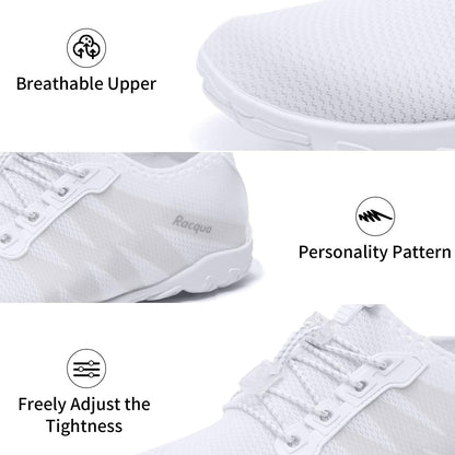 Racqua Womens Swim Water Shoes Quick Dry Barefoot Aqua Shoes Lightweight Beach Surf Diving Kayak Yoga Outdoor Sports White 7 W/6 M