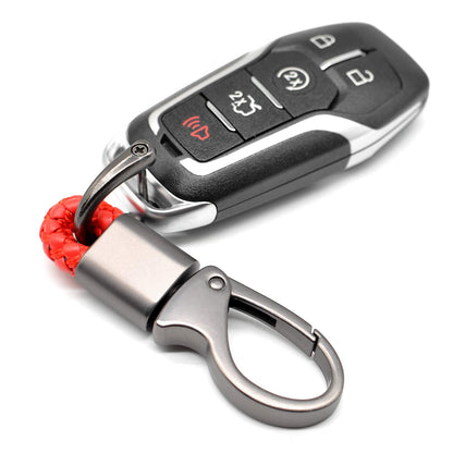 EYANBIS Car Key Fob Keychains Leather Holder Key Chain Sturdy Metal with D-Ring for Men and Women, 1 Pack Red, 360 Degree Rotatable, with Screwdriver