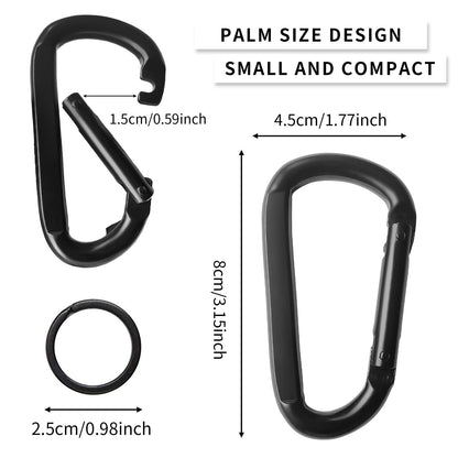 Carabiner Caribeener Clips, 3" Heavy Duty Carabiner for Hammocks, Camping Accessories, Hiking, Keychains, D Shaped Spring Hook Carabiners for Dog Leash, Harness and Key Ring, 880lbs, Black(2 PCS)