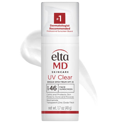 EltaMD UV Clear Face Sunscreen SPF 46, Oil Free for Face with Zinc Oxide, Dermatologist Recommended Sunscreen Lotion, For Acne-Prone Sensitive Skin, 1.7 oz Pump