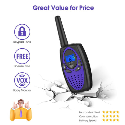 Topsung M880 Walkie Talkies for Adults Toys for Kids (Violet 2 Pack)