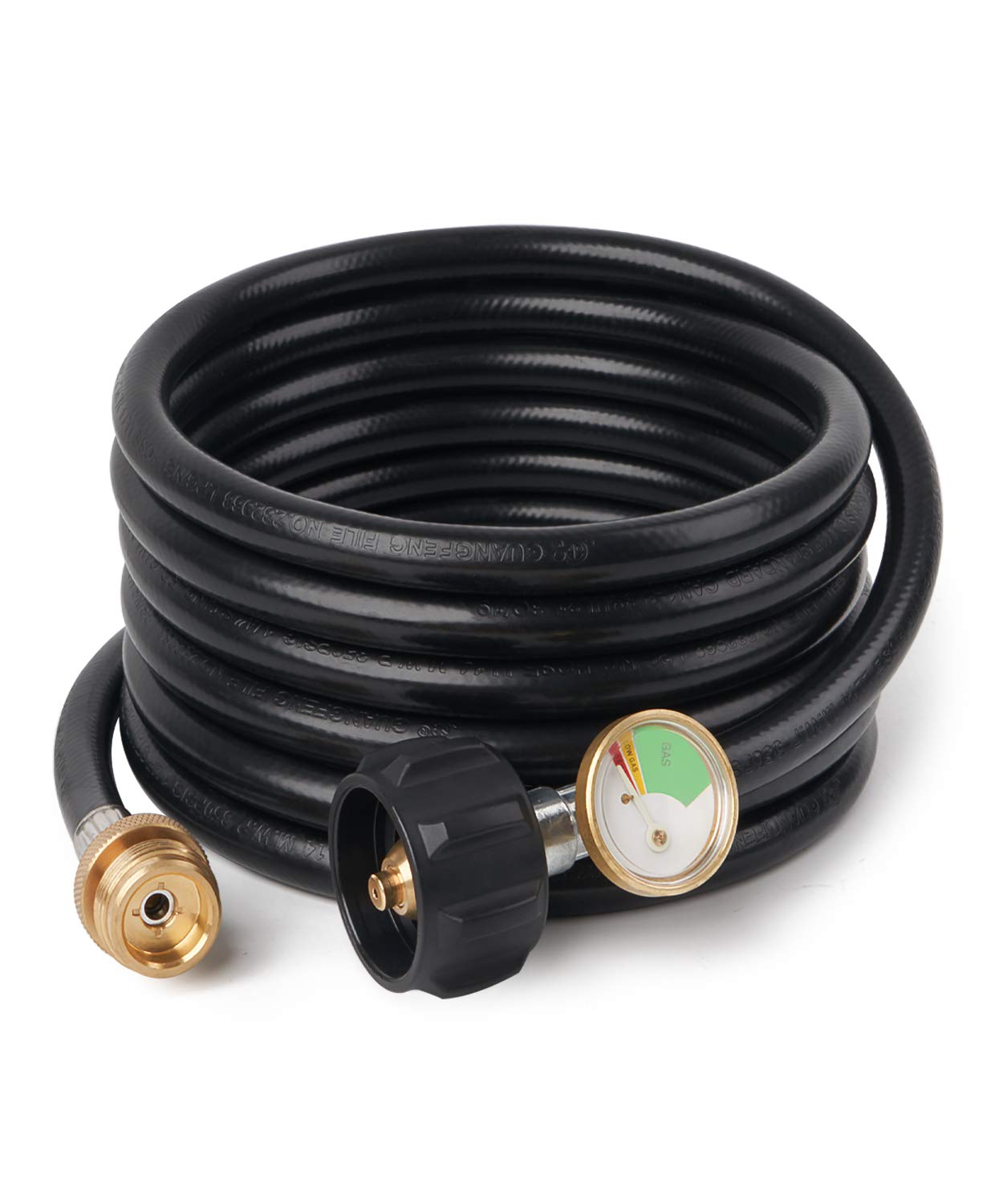 SHINESTAR 12 Feet Propane Hose Adapter with Gauge, Fit for Mr. Heater Buddy Heater, Blackstone Tabletop Griddle, Portable Propane Camping Stove and More, Connects to 5-20 lb Propane Tank