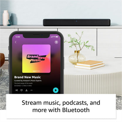Amazon Fire TV Soundbar (newest model), 2.0 speaker with DTS Virtual:X and Dolby Audio, Bluetooth connectivity