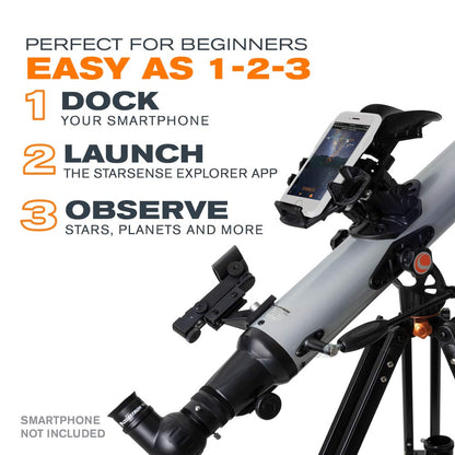 Celestron StarSense Explorer LT 80AZ App-Enabled Telescope – 80mm Refractor with Smartphone Dock & StarSense App – iPhone & Android Compatible – Easy-to-Use for Beginners