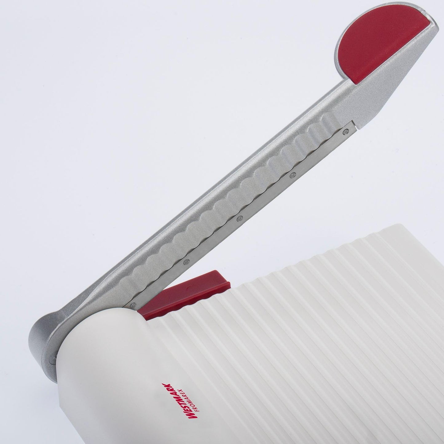 Westmark Germany Multipurpose Stainless Steel Cheese and Food Slicer with Board and Adjustable Thickness Dial (White) -