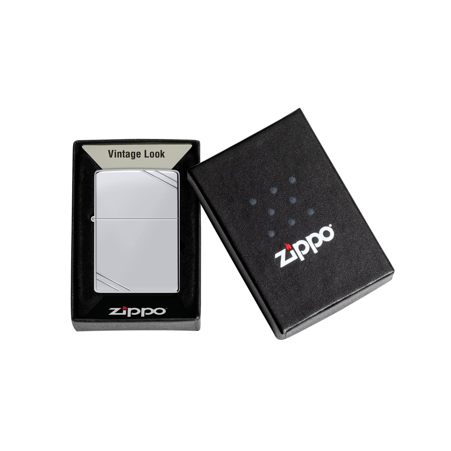 Zippo Vintage High Polish Chrome with Slashes Pocket Lighter