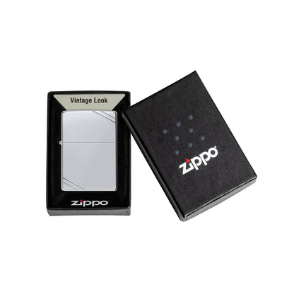 Zippo Vintage High Polish Chrome with Slashes Pocket Lighter