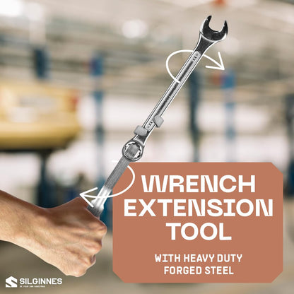 Silginnes Wrench Extender Tool Bar - Heavy Duty Wrench Leverage Tool for Hard-to-Reach Fasteners - Universal Cheater Bar - Increases Torque for Stubborn Bolts - Durable Alloy Steel Construction