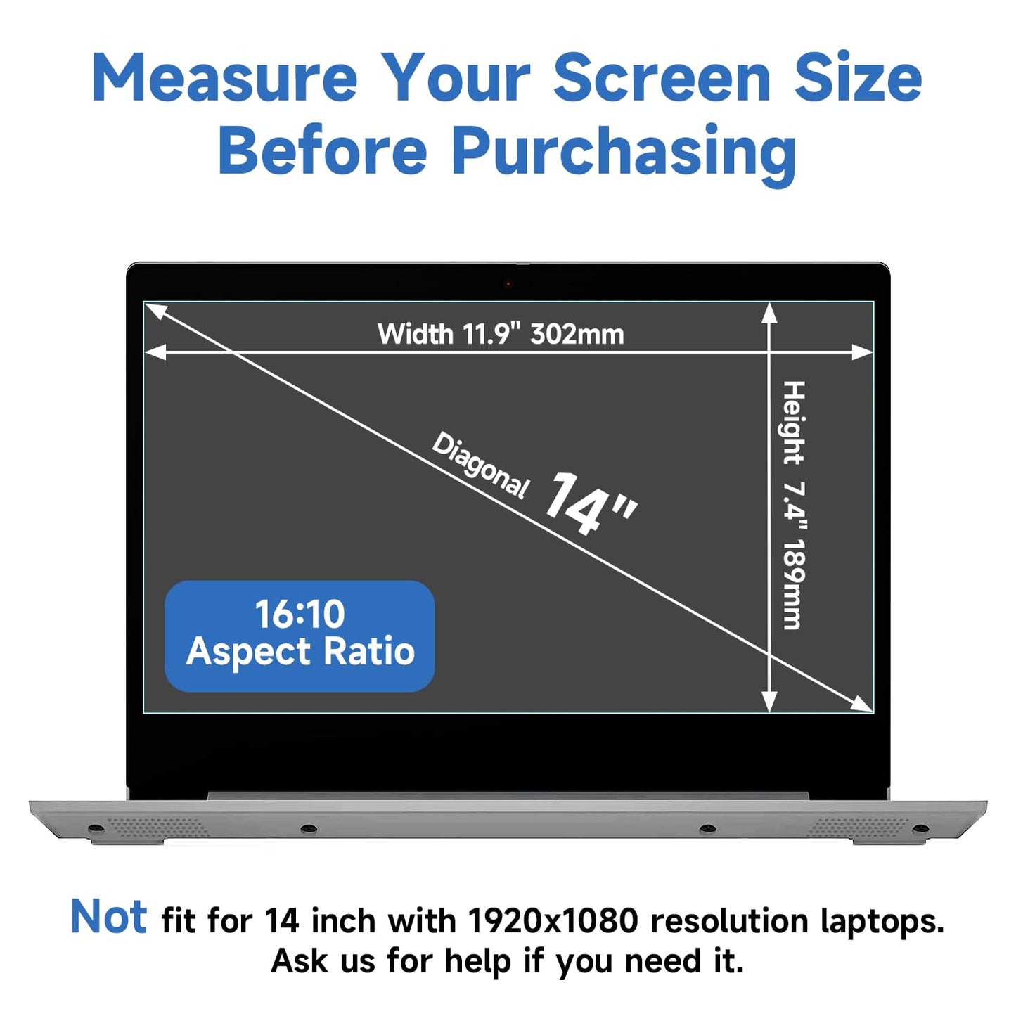 2 Pcs 14 Inch (1920x1200P) Laptop Blue Light Screen Protector, Reduce Eye Strain Anti Glare Blue Light Blocking Screen Protector for 14’’ with 16:10 Resolution HP/Dell/Acer/Asus/Samsung/Lenovo
