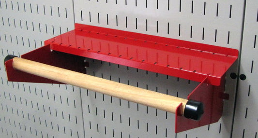 Wall Control Pegboard Paper Towel Holder and Dowel Rod Shelf Assembly for Wall Control Pegboard and Slotted Tool Board - Red