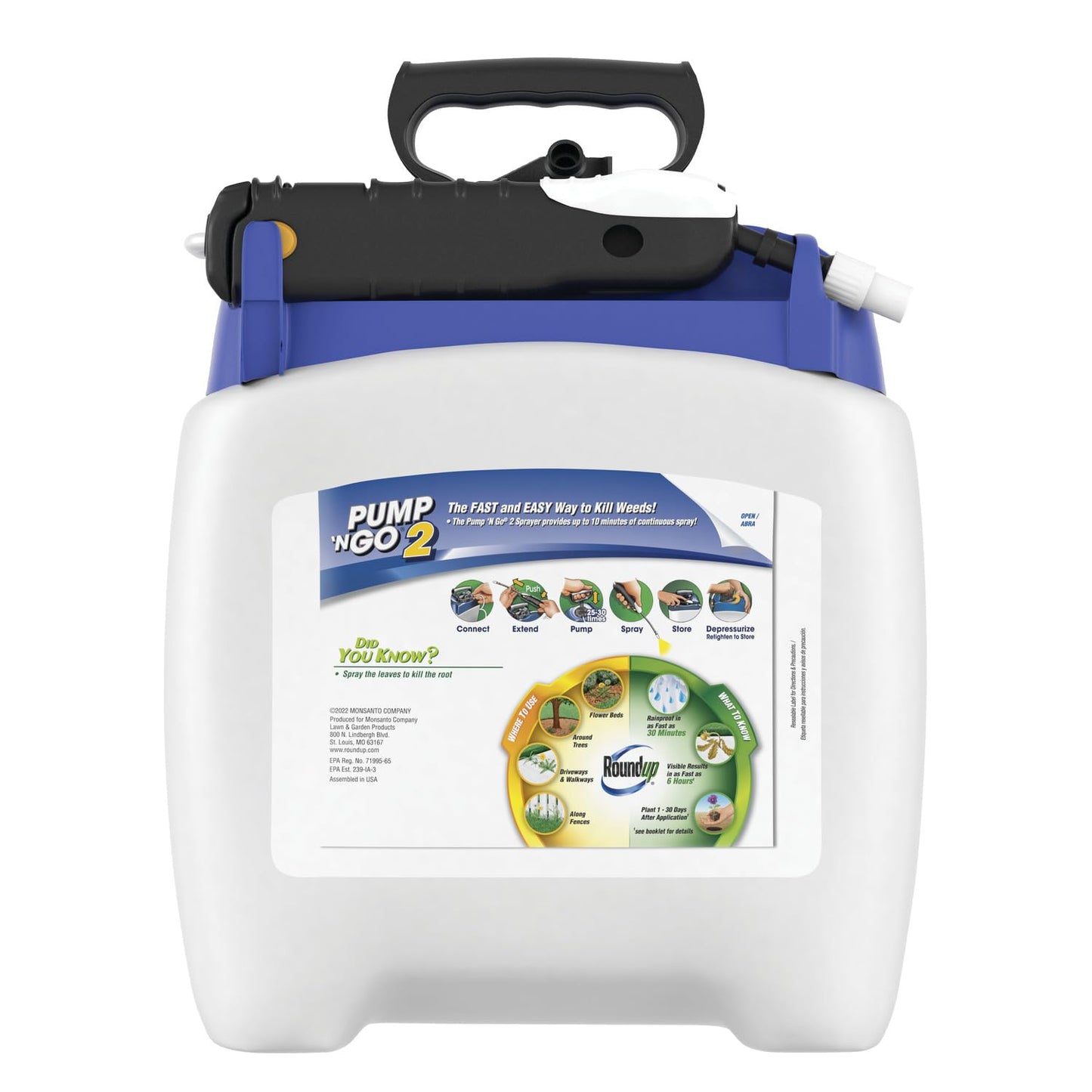 Roundup Weed and Grass Killer₄ with Pump 'N Go 2 Sprayer, Use in and Around Flower Beds, Trees & More, 1.33 gal.