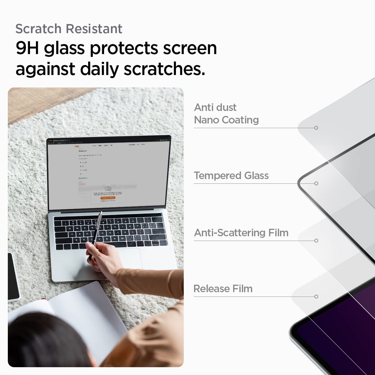 Spigen Tempered Glass Screen Protector [GlasTR Slim] Designed for MacBook Pro 16 inch (M4 Pro / M4 Pro Max / M3 series / M2 series / M1 series)