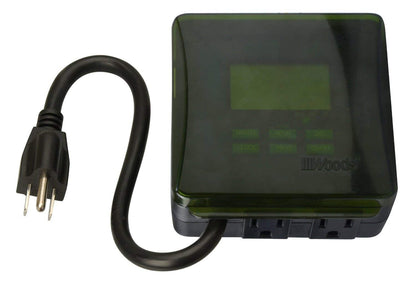 Woods 50015WD Outdoor Heavy Duty Digital Plug-in Timer, 2 Grounded Outlets, Perfect for Automating Holiday/Christmas Lights, Multicolor, 7 Day with 3/4 Horse Power