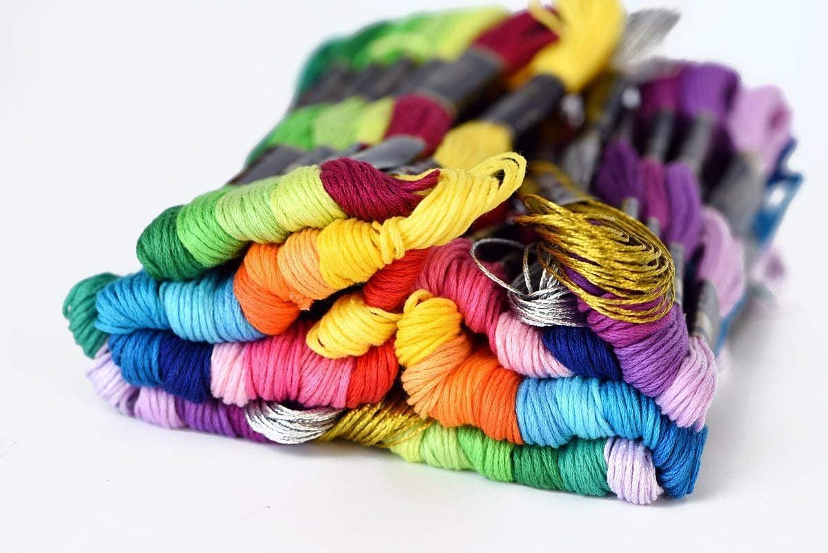 Embroidery Floss 54 skeins Crossstitch Thread - Bracelets String - 50Pcs Embroidery Thread and Free Set of 4pcs Metallic Thread