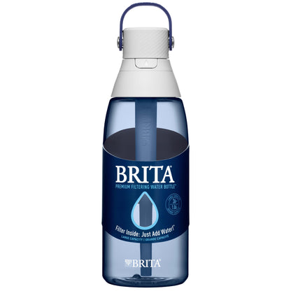 Brita Hard-Sided Plastic Premium Filtering Water Bottle, BPA-Free, Reusable, Replaces 300 Plastic Water Bottles, Filter Lasts 2 Months or 40 Gallons, Includes 1 Filter, Night Sky - 36 oz