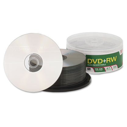 Verbatim DVD+RW Blank Discs 4.7GB 4X Recordable Discs - 30pk Spindle 94834,Silver