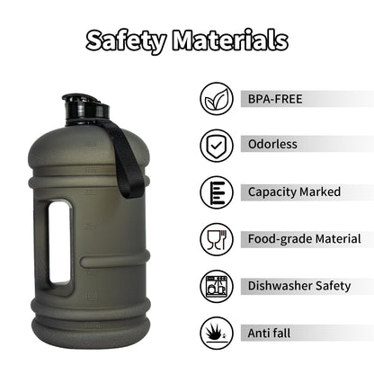 TOOFEEL 1 Gallon Water Bottle - 128 oz With Flip Lid, Measurements Marked, Leak Proof BPA Free Jug for Gym, Sports - Matte Black