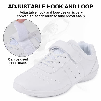 Smapavic Cheer Shoes for Youth Girls White Cheerleading Athletic Dance Shoes Tennis Sneakers for Competition Sport Training 1 Little Kid