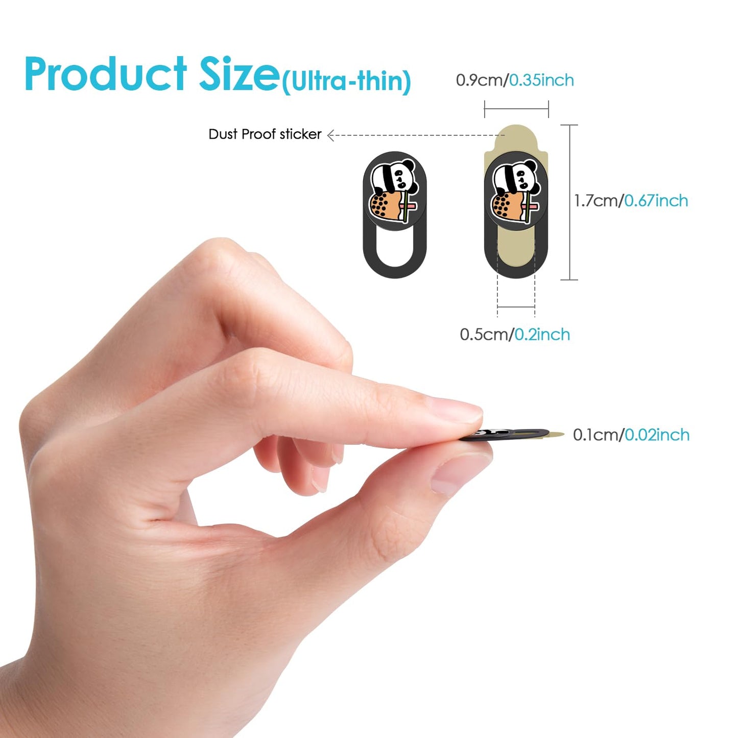 Webcam Cover, 0.02 inch Panda Laptop Camera Cover, Cute Accessories for Laptop PC iPhone iPad iMac MacBook Pro Air Computer Smartphone Tablet, Camera Cover Slide Protect Your Personal Privacy