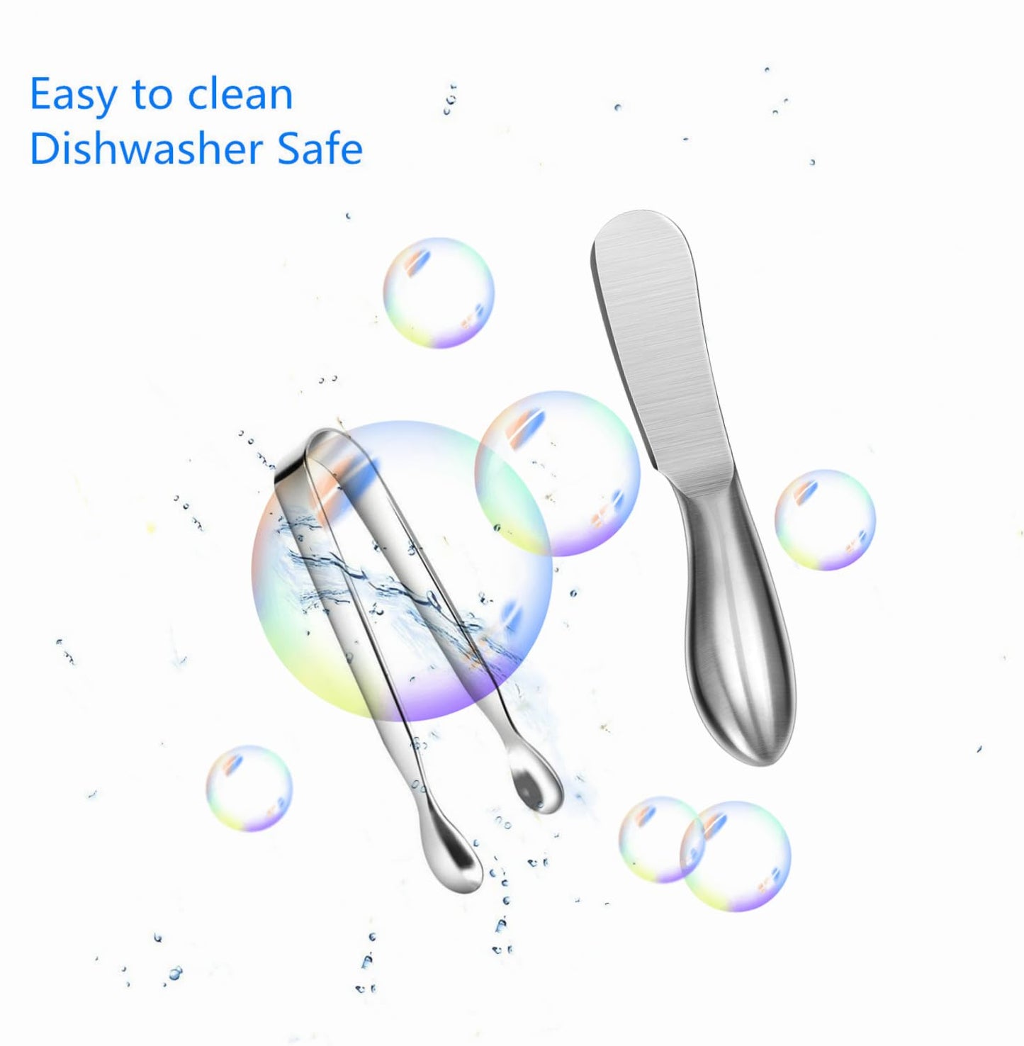 sweetfamily Spreader Knife Set,6-Piece Cheese and Butter Spreader Knives,Mini Serving Tongs,Stainless Steel Multipurpose Butter Knives