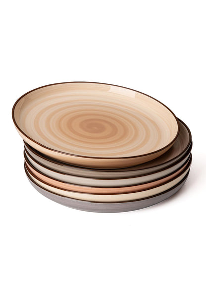 Sweese 7.4 Inch Porcelain Dessert Plates - Round Salad, Appetizer Plate Set for Kitchen, Small, Dishwasher Microwave Safe, Set of 6, Neutral