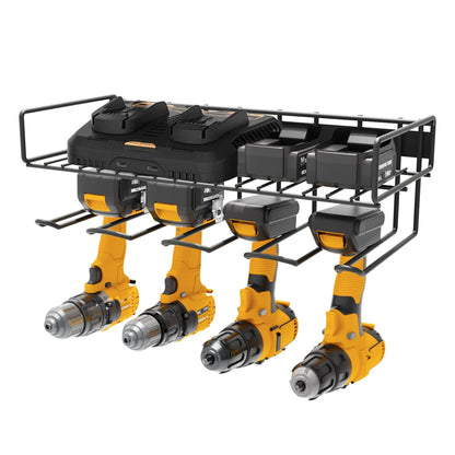 UNITEDPOWER Wall Mounted Power Tool Organizer Holder, Heavy Duty Utility Storage Rack With Shelf for Battery Powered Hand Tools, Workshop, Shed, Garage, Home
