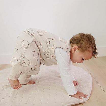 Woolino 4 Season Baby Sleep Bag with Feet Opening, Australian Merino Wool and Organic Cotton, Toddler Sleeping Bag, 18-36mo, Teddy Bear