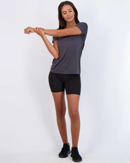 Real Essentials 5 Pack: Women's Short Sleeve T-Shirts Workout Tops Fitness Pilates Gym Activewear Athletic (Plus Available), Set 6, M, Pack of 5