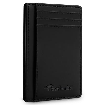 Travelambo Slim Wallet Front Pocket Minimalist Leather RFID Blocking Medium Size
