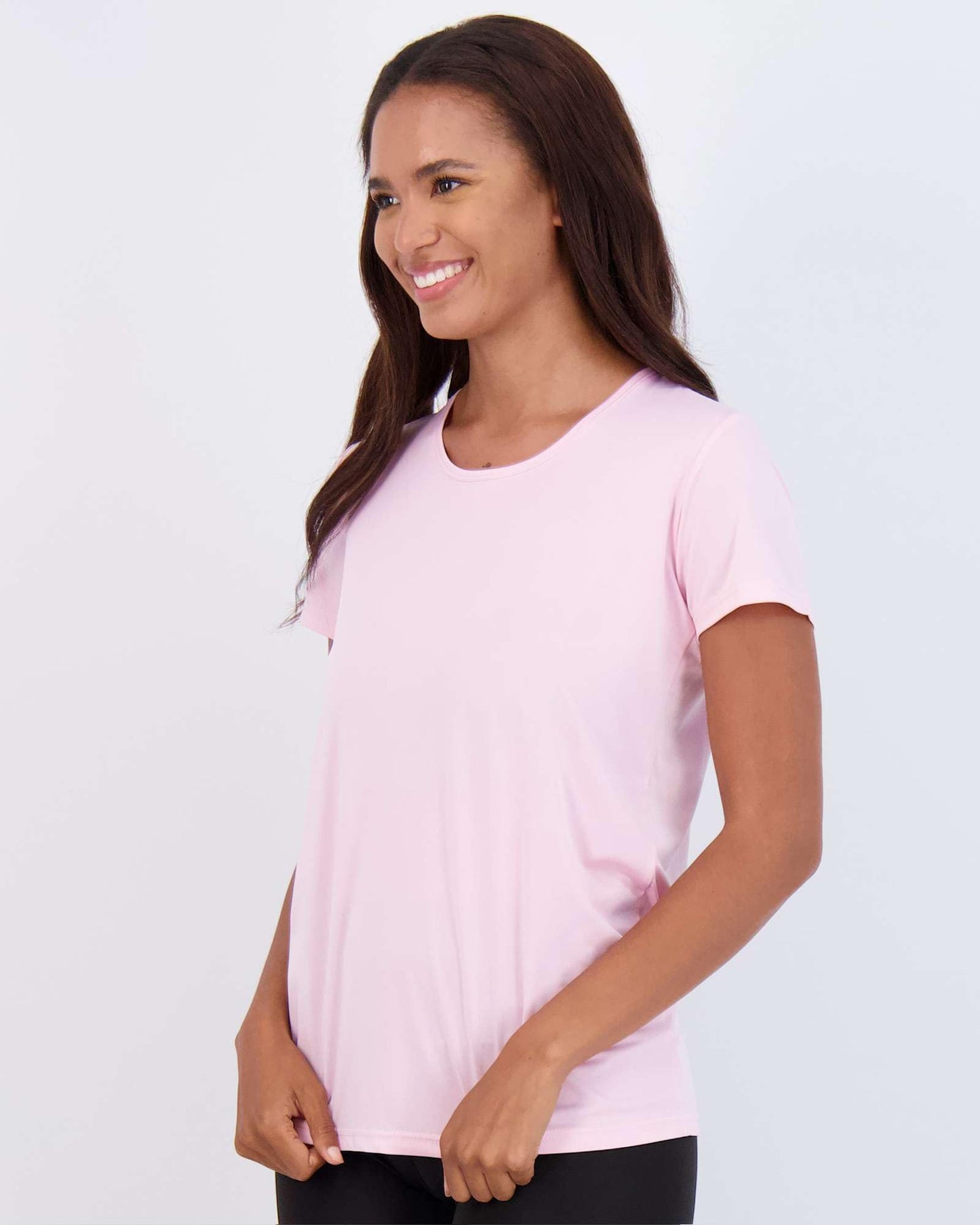 Real Essentials 5 Pack: Women's Short Sleeve T-Shirts Workout Tops Fitness Pilates Gym Activewear Athletic (Plus Available), Set 6, M, Pack of 5