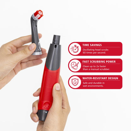 Rubbermaid Reveal Power Scrubber with Multi-Purpose Head, Cordless Electric Battery Powered Scrub Brush, Water Resistant, for Home/Kitchen/Bathroom/Grout/Tile/Shower/Tub