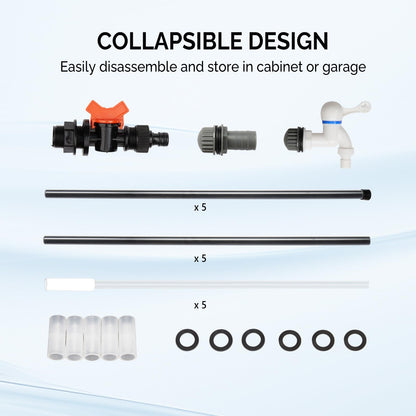 VINGLI 50 Gallon Collapsible Rain Barrel, Portable Water Storage Tank, Rainwater Collection System Downspout, Water Catcher Container with Filter Spigot Overflow Kit