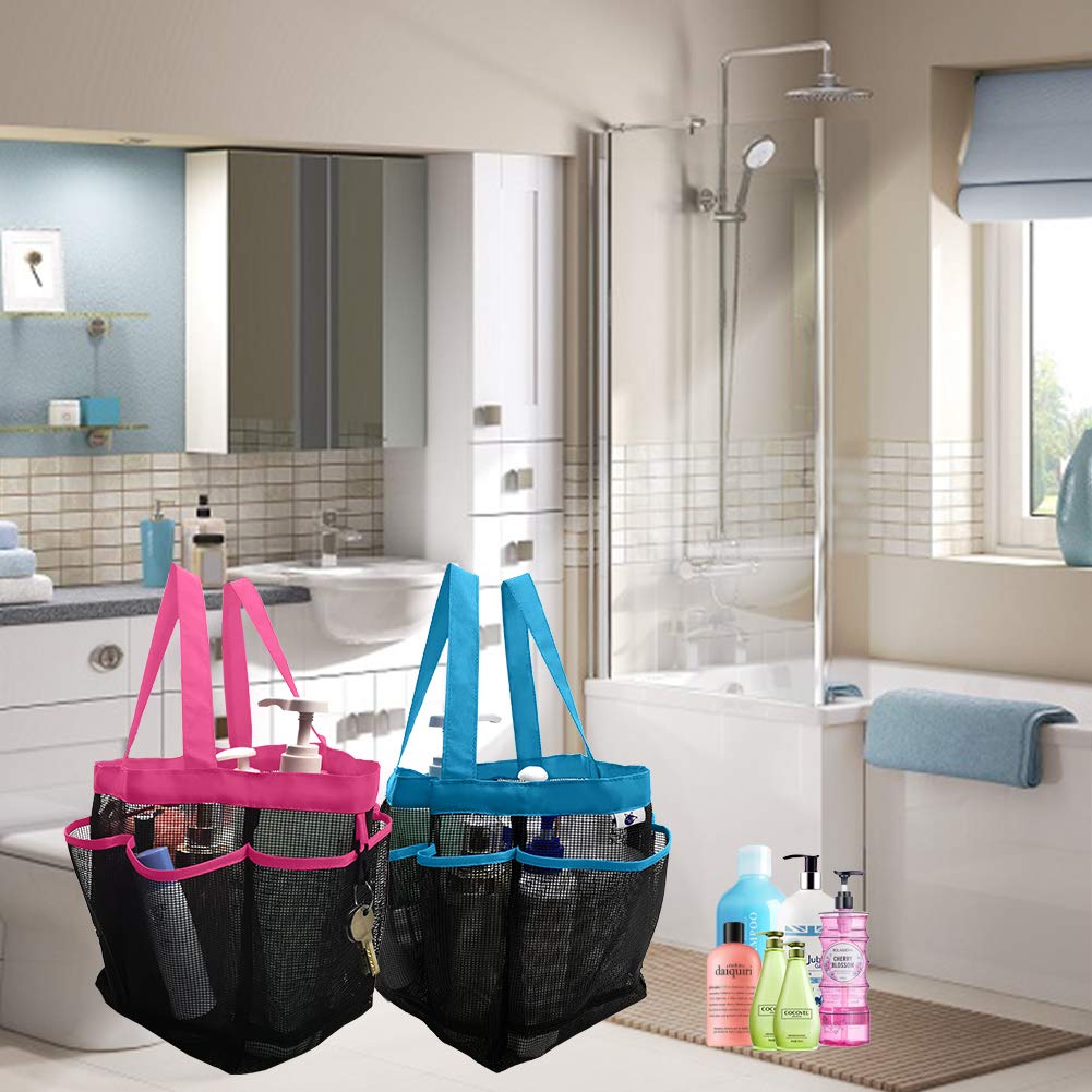 SPINFOX 2 Pack Mesh Shower Caddy, Quick Dry Shower Tote Bag Hanging Toiletry with 2 Handles for Shampoo, Conditioner, Soap and Other Bathroom Accessories