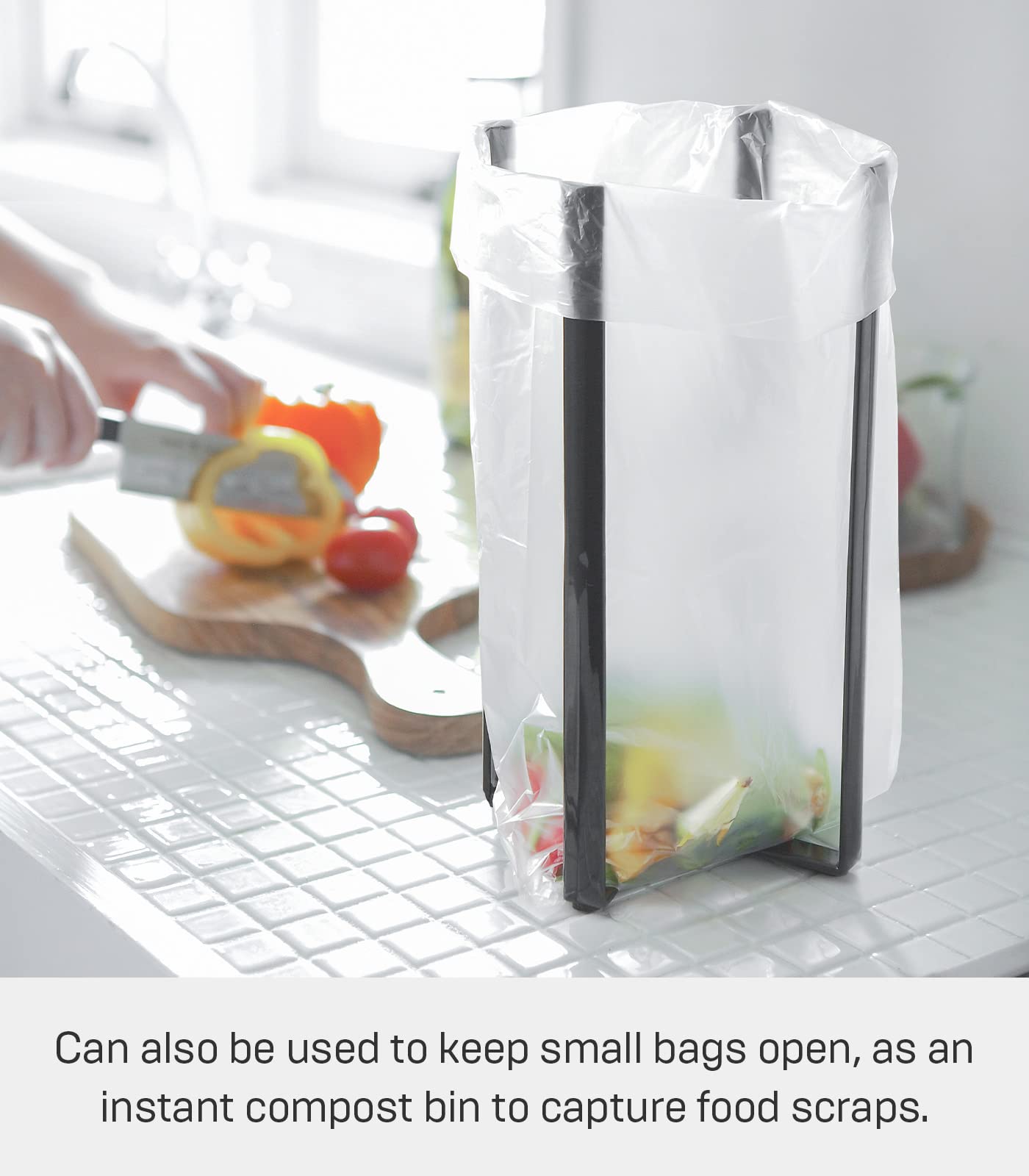 YAMAZAKI home 6785 Kitchen Multi Eco Stand-Multifunctional Plastic Bag Holder, One Size, Black