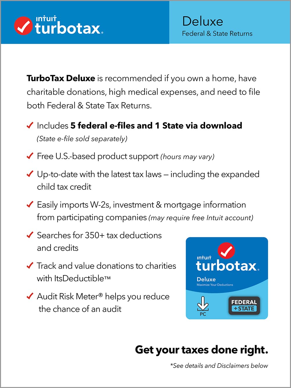 [Old Version] Intuit TurboTax Deluxe 2021, Federal and State Tax Return [PC Download]