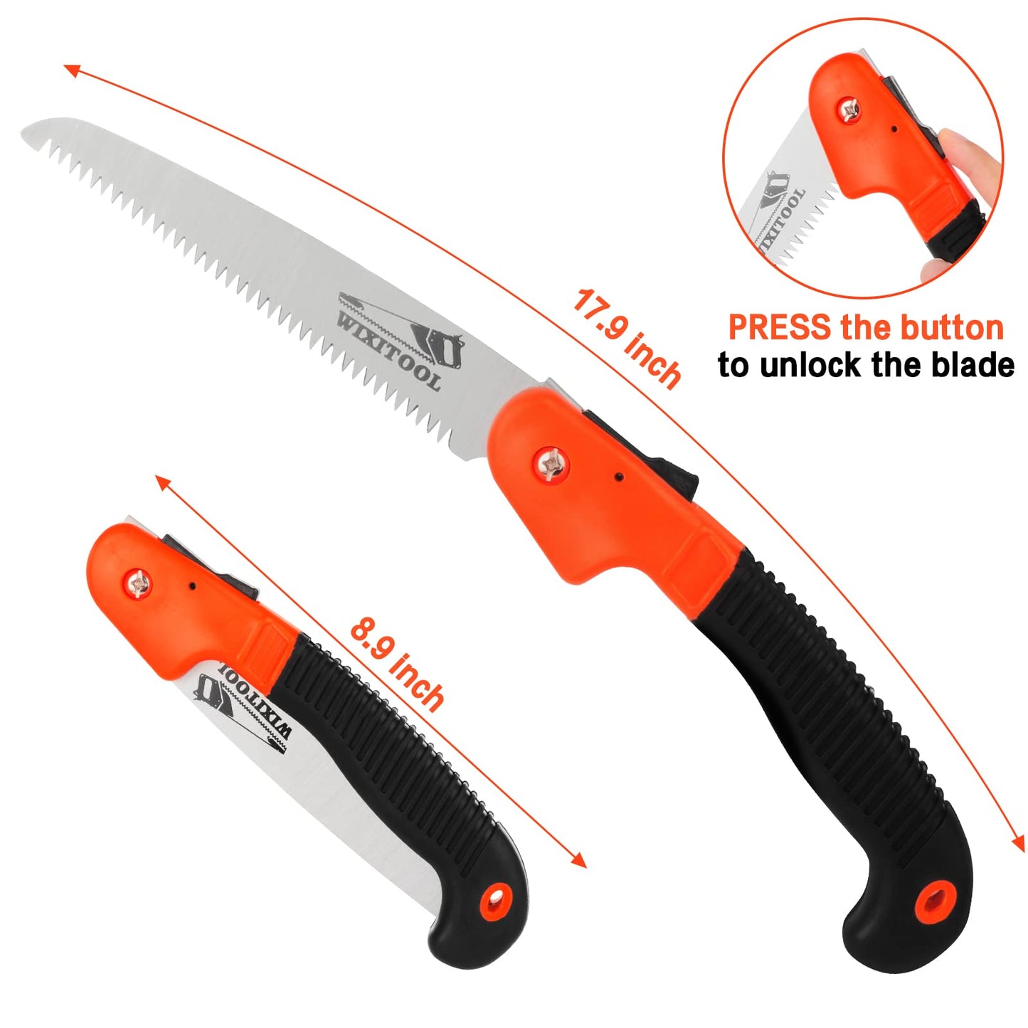 Folding Pruning Saw, Hand Held Design Jab Saw for Trimming Gardening Camping Hiking PVC Bone Cutting Wood, Portable Survival Foldable Saw with Rugged Blade(7") Ergonomic Non-Slip Handle Security Lock