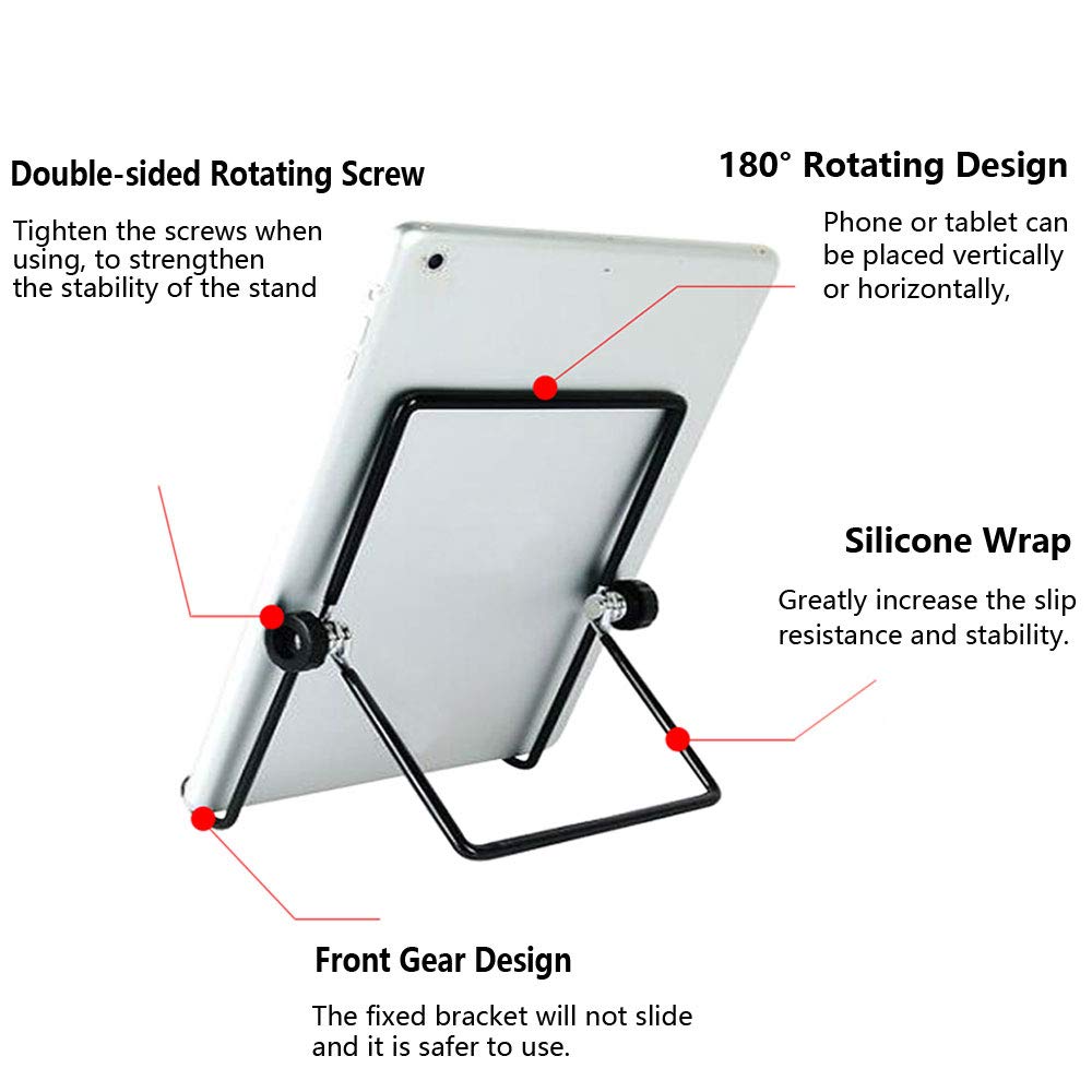 VOVIGGOL Adjustable Tablet Stand Holder, Non-Slip Foldable Holder Cradle Fit for 9-12.9" Tablets, iPad, Samsung and Kindle Fire, Display Stands Picture Frame Stand for Photos (Large Black)