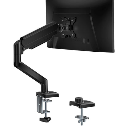 WALI Single Monitor Mount, Gas Spring Monitor Arm for 17-34 inch Screens, Adjustable Computer Monitors Stand up to 26.4lbs, with Clamp and Grommet Base, Mounting Holes 75 and 100mm (GSMP001N), Black