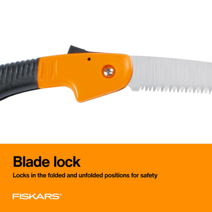 Fiskars Folding Hand Saw, 7" Pruning Saw with Power Tooth Blade with Triple Ground Teeth that Powers Through Wood Faster, Soft Grip Handle