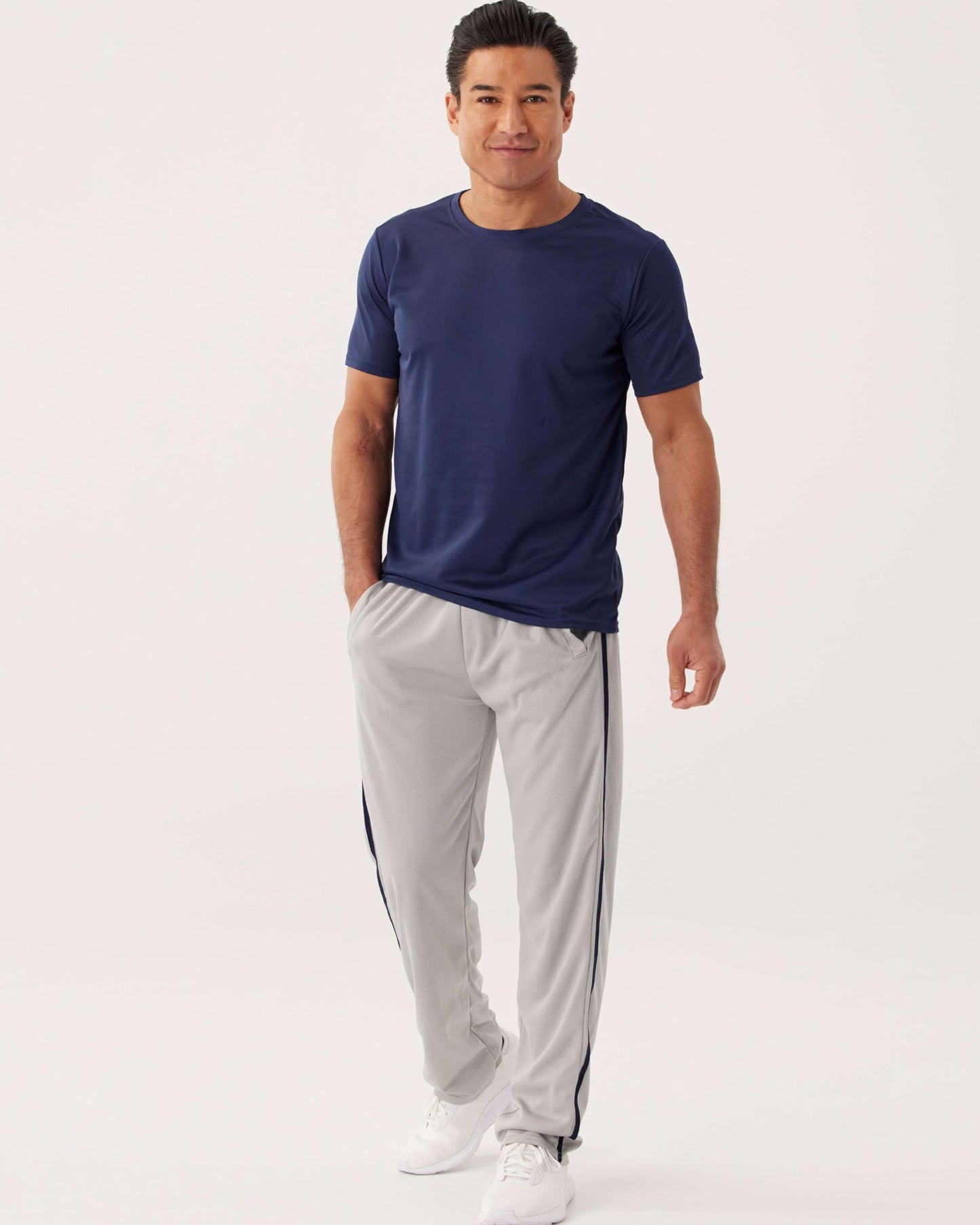 Real Essentials 3 Pack: Men's Mesh Athletic Gym Workout Lounge Open Bottom Sweatpants with Pockets (Available in Big & Tall)- Set 5 L