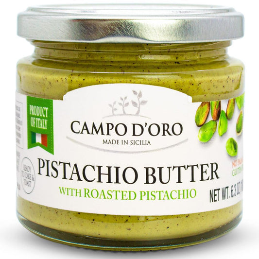 CAMPO D'ORO - Pistachio Butter Sweet Spreadable Cream, 6.3 oz (180g), Rich & Nutty for Knafeh Pistachio Dubai Chocolate Bars