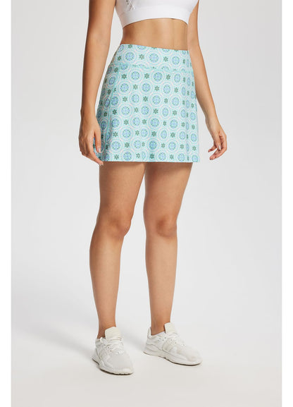 baleaf Women's Golf Skorts Tennis Skirts with Pockets Athletic Running Workout Sports Printed Green Flower XS