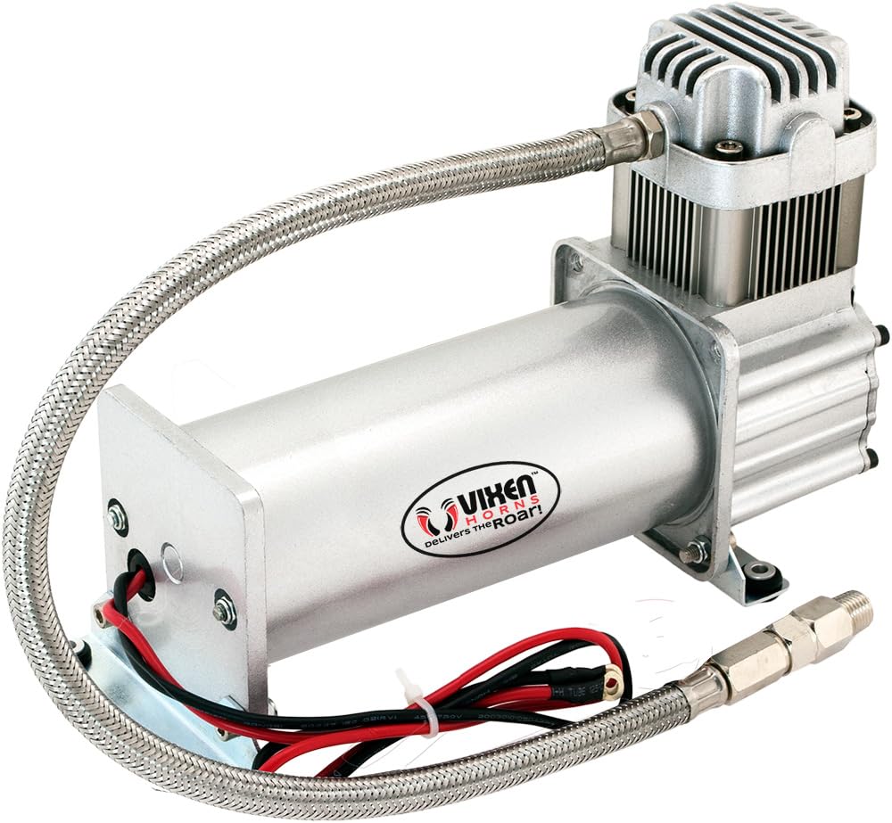 Vixen Horns Heavy Duty Onboard Air Compressor 200 PSI. Universal Replacement for Truck/Car Train Horn/Suspension/Ride/Bag kit/System. Fits All 12v Vehicles like Semi/Pickup VXC8301