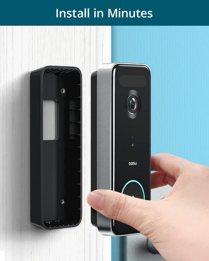 AOSU Doorbell Camera Wireless, 5MP Ultra HD, Support Local Storage, 2.4/5 GHz WiFi Video Doorbell with Homebase, Battery/Wired Powered, Work with Alexa & Google Assistant