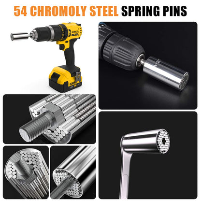 Super Universal Socket Tools Gifts for Men - Christmas Stocking Stuffers for Men Grip Socket Set with Power Drill Adapter Cool Stuff Ideas Gadgets for Him Birthday Gifts for Dad Women Husband (7-19mm)